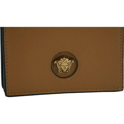Versace Elegant Compact Leather Wallet in Brown