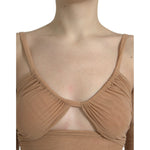 Dolce & Gabbana Brown Nylon Stretch Open Shoulder Cropped Top TSH84285-40