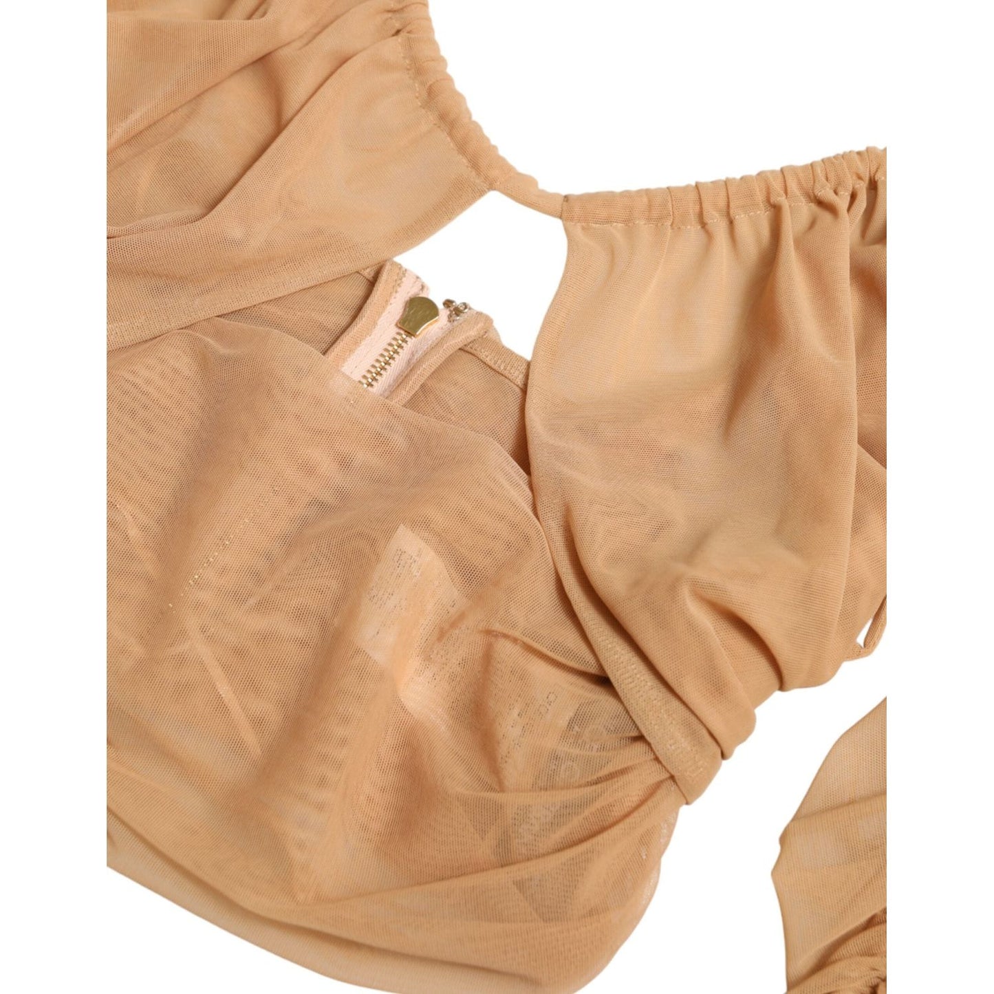 Dolce & Gabbana Brown Nylon Stretch Open Shoulder Cropped Top TSH84285-40