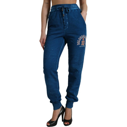 Dolce & Gabbana Blue Logo Cotton Jogger Sweatpants Pants
