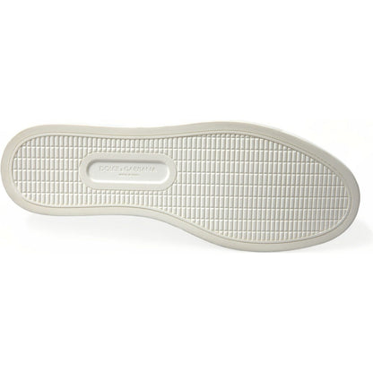 Dolce & Gabbana White Bordeaux Leather Logo Low Top Sneakers Shoes