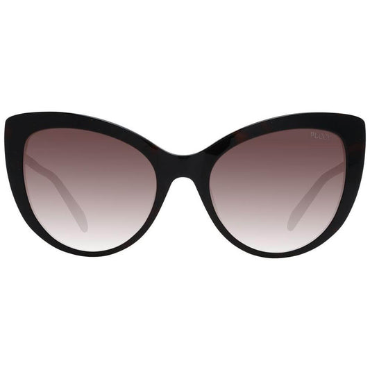 Emilio Pucci brown butterfly sunglasses for women with full-rim plastic frame, gradient lenses, and branded case included.