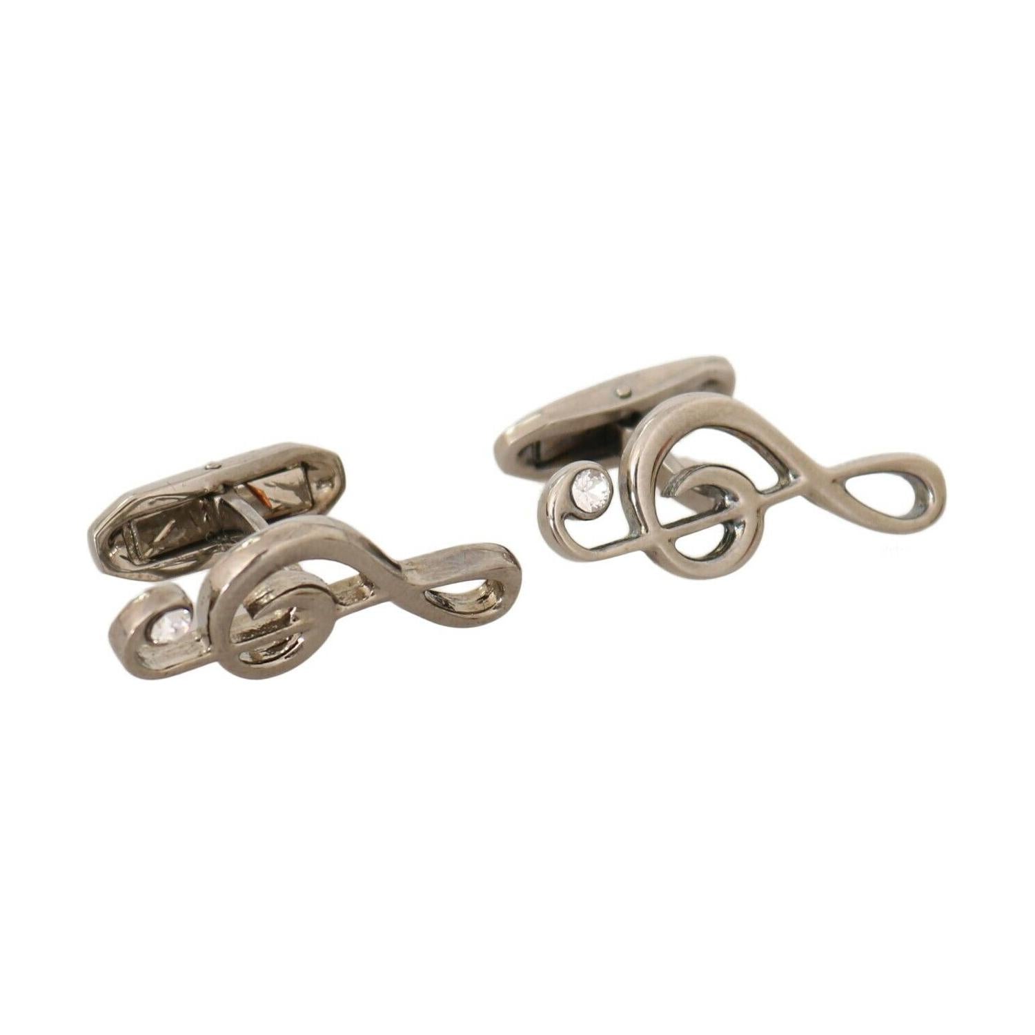 Dolce & Gabbana Silver Brass Tremble Clef Crystal Cufflinks