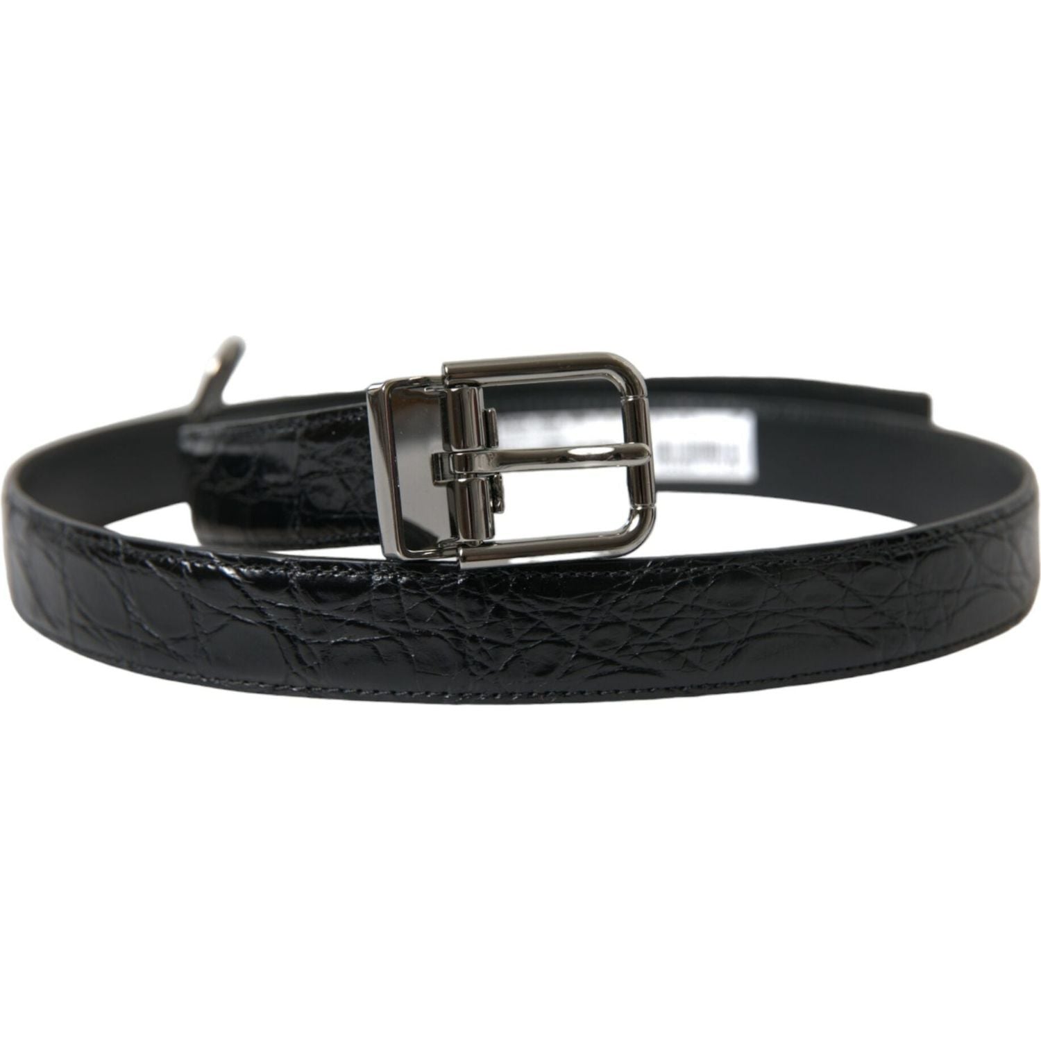 Dolce & Gabbana Black Leather Silver Metal Buckle Belt