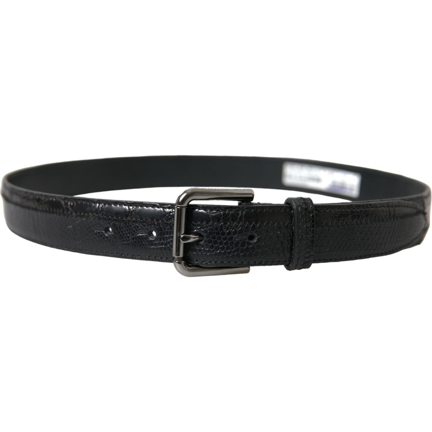 Dolce & Gabbana Black Exotic Leather Silver Metal Buckle Belt