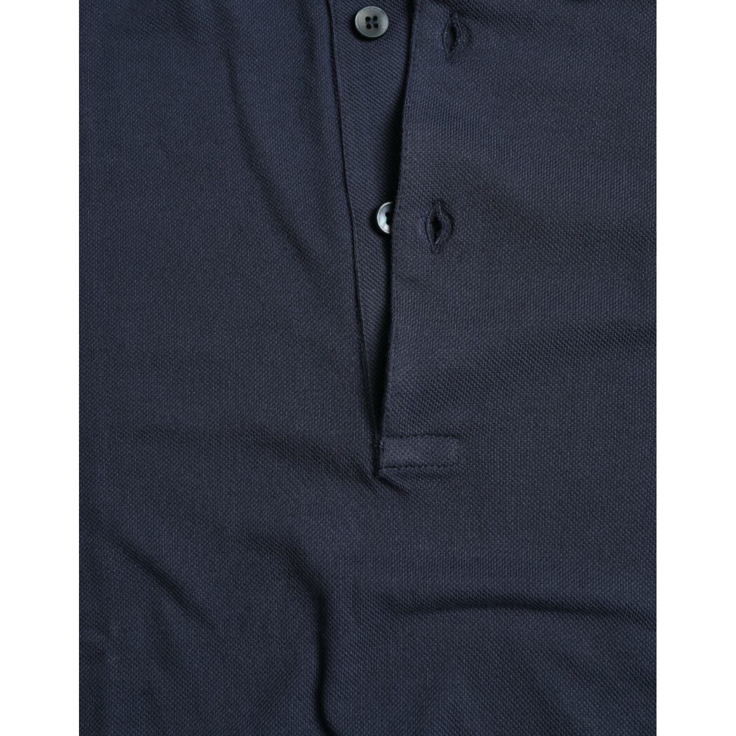 Dolce & Gabbana Blue Crown Patch Cotton Collared Men Polo T-shirt