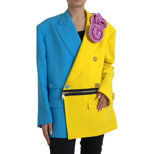 Dolce & Gabbana Multicolor Patchwork Floral Appliques Coat Jacket