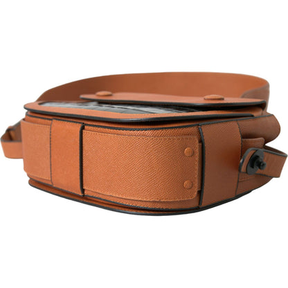 Balenciaga Black Brown Exotic Skin Leather Shoulder Camera Purse Bag