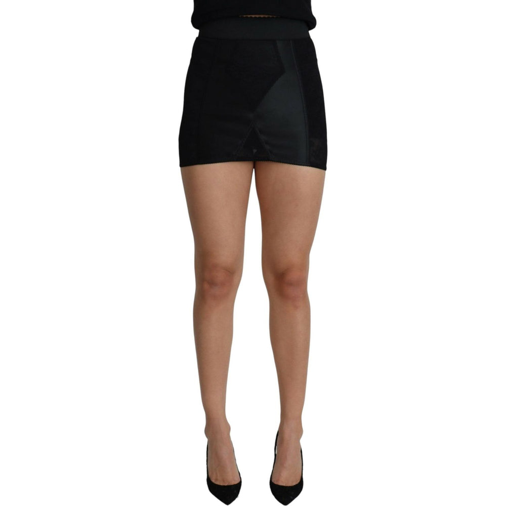 Dolce & Gabbana Black Mini Short Lace Stretch Skirt SKI1507-36