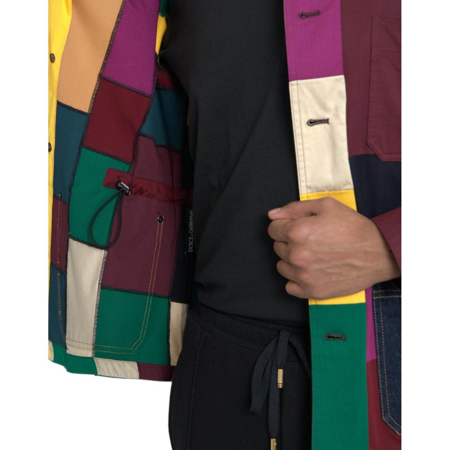 Dolce & Gabbana Multicolor Patchwork Cotton Collared Jacket JKT3841-48