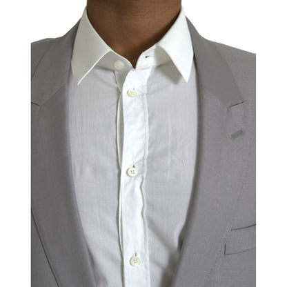 Dolce & Gabbana Gray Wool Peak Single Breasted Coat Blazer