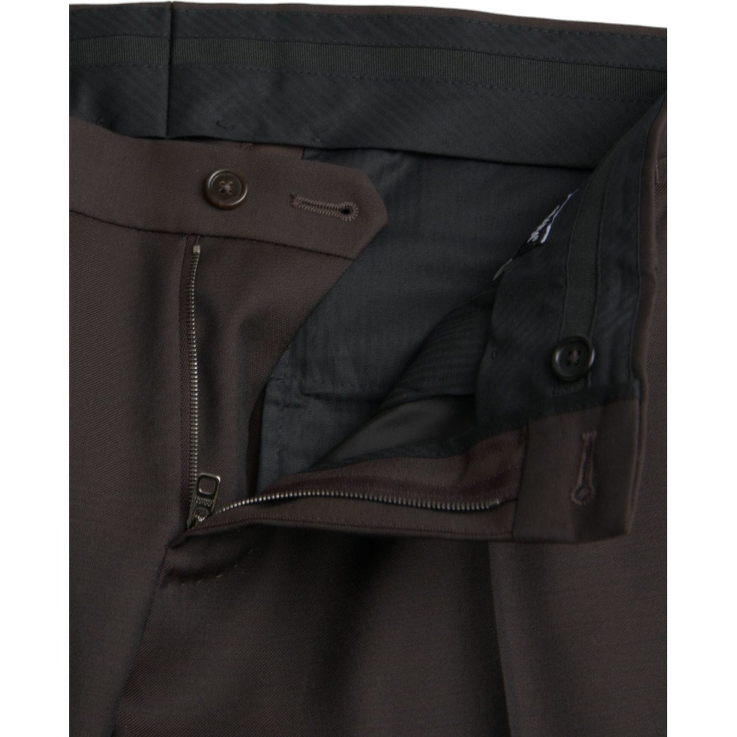 Dolce & Gabbana Dark Brown Wool Slim Fit Formal Pants