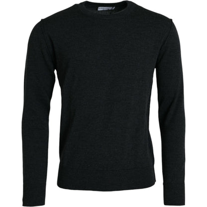 Dolce & Gabbana Dark Gray Wool Crew Neck Pullover Sweater