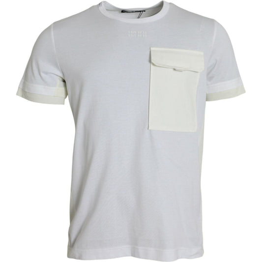 Dolce & Gabbana White Cotton Pocket Short Sleeves T-shirt
