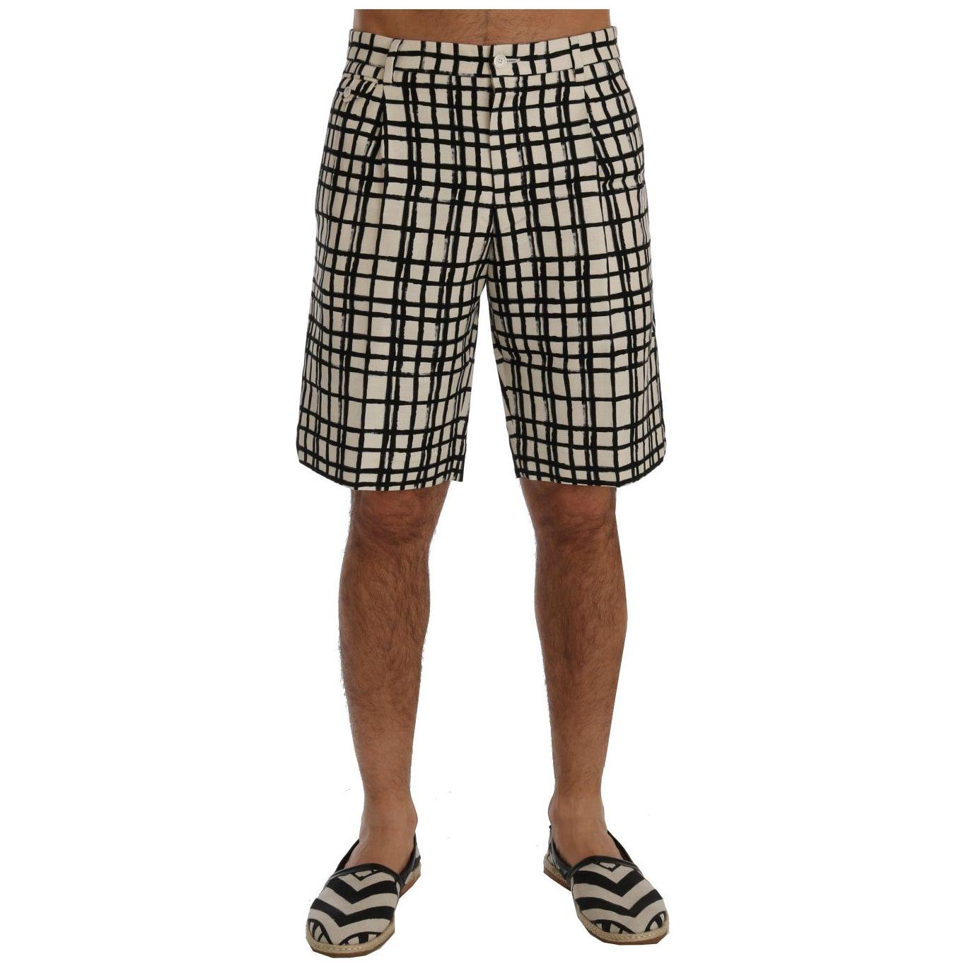 Dolce & Gabbana White Black Striped Casual Shorts