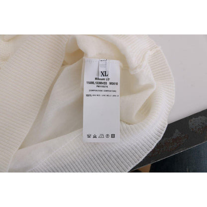 MARGHI LO' White 100% Lana Wool Top Blouse T-shirt
