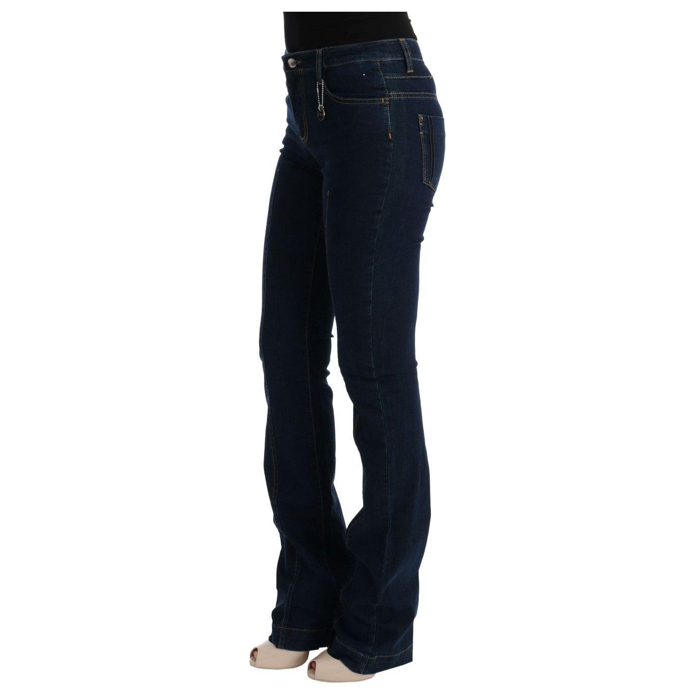 Costume National Blue Cotton Bootcut Flared Jeans Jeans & Pants
