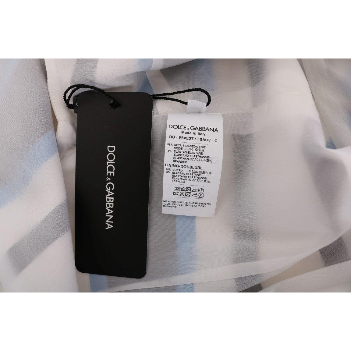 Dolce & Gabbana Blue White Striped Silk Stretch Shift Dress