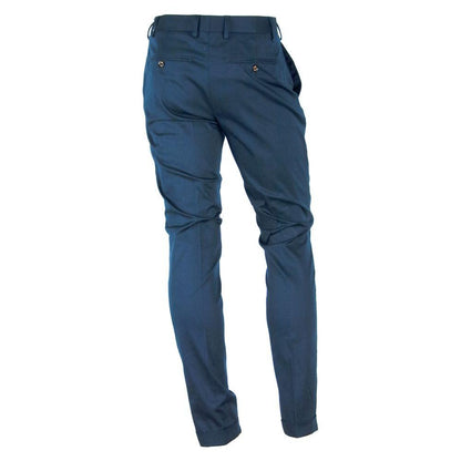 Made in Italy Blue Cotton Men Trouser
