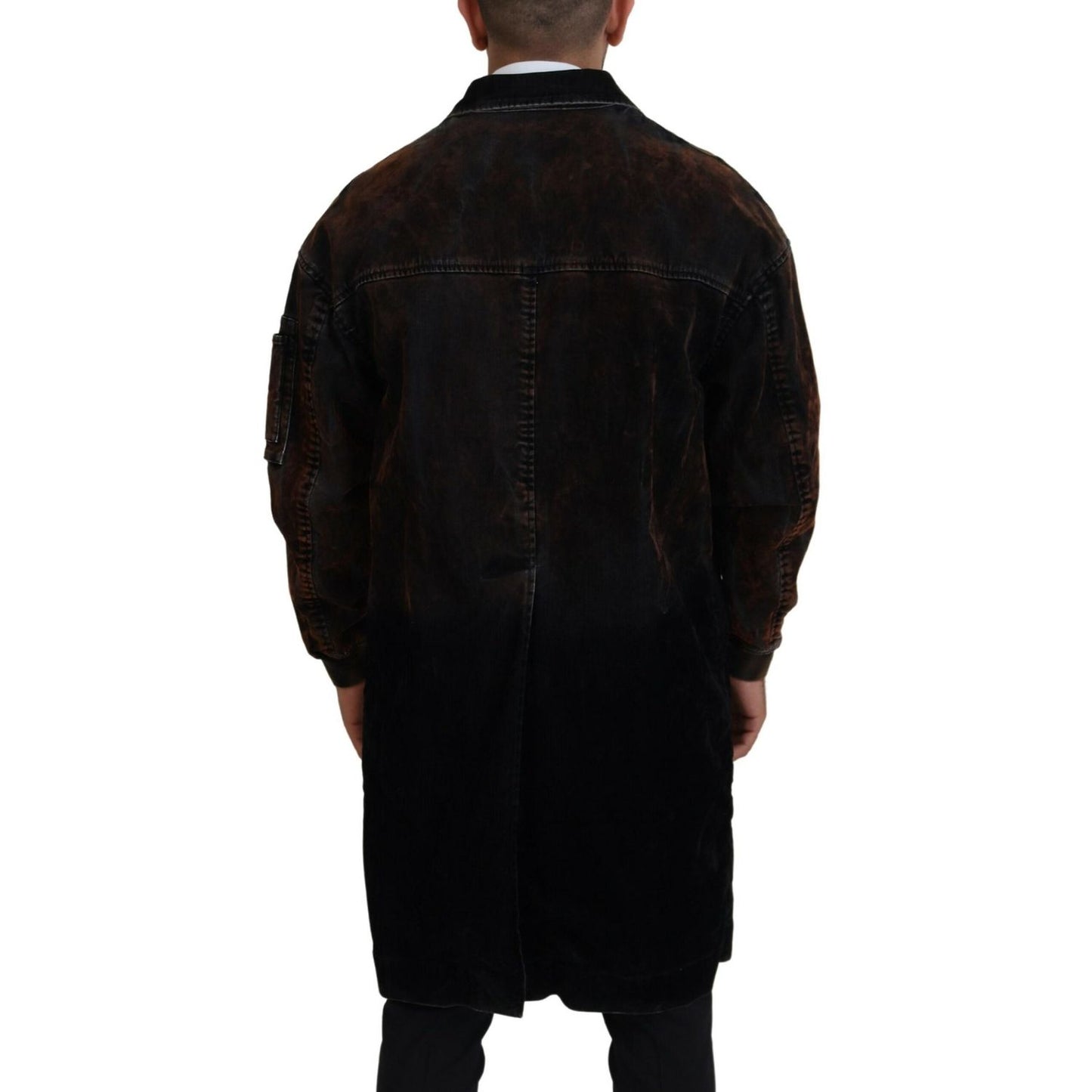 Dsquared² Brown Full Button Men Long Coat Cotton Jacket
