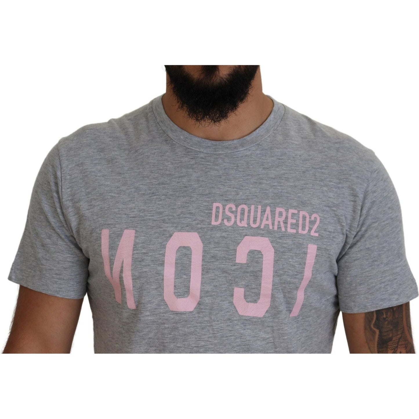 Dsquared² Gray Logo Cotton Short Sleeves Crewneck T-shirt