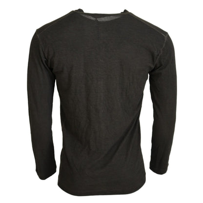 Dsquared² Gray Cotton Linen Long Sleeves Pullover Sweater