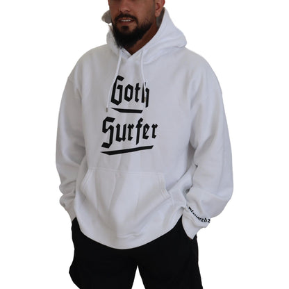 Dsquared² White Cotton Hooded Printed Men Pullover Sweater