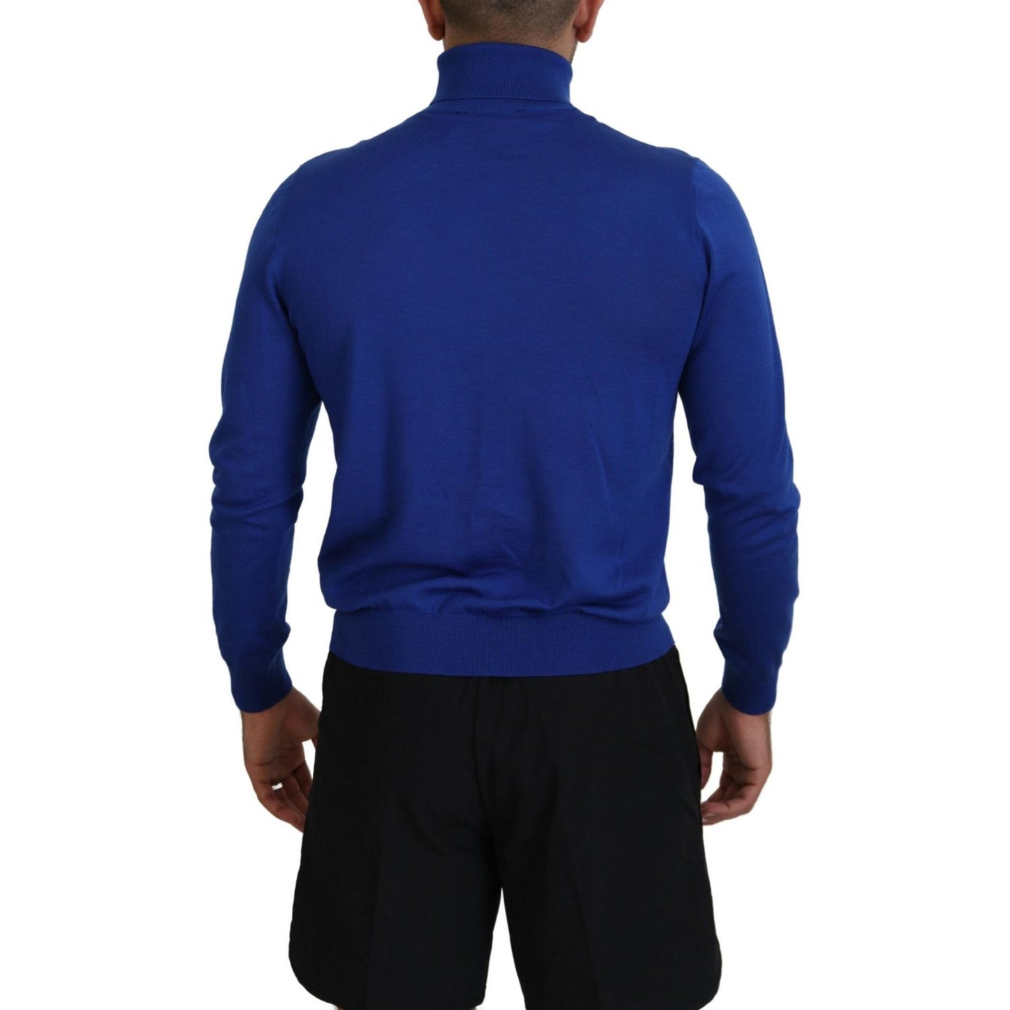 Dsquared² Blue Logo Print Long Sleeves Turtle Neck Sweater