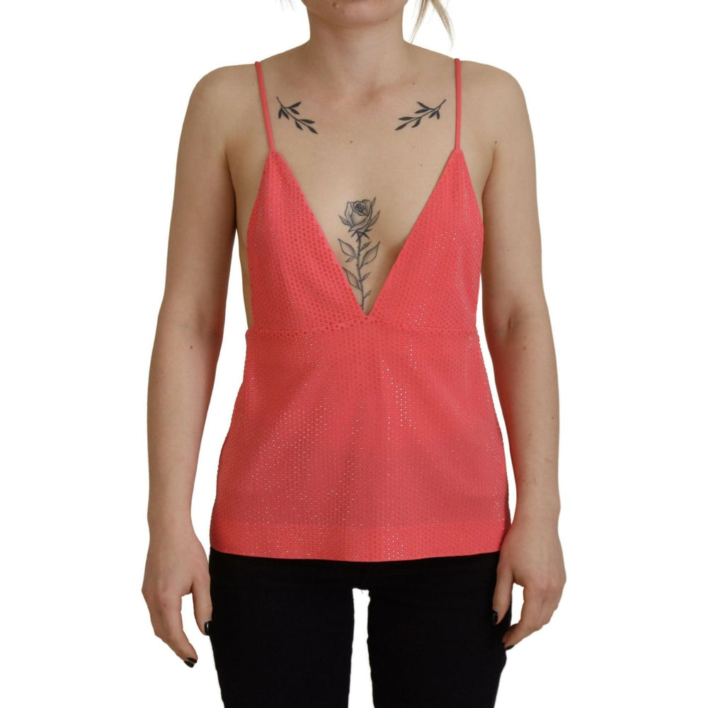 Dsquared² Pink Sleeveless Spaghetti Strap Cami V-neck Top Dsquared² Sienna