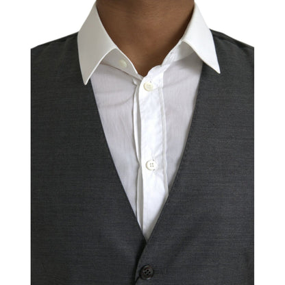 Dolce & Gabbana Gray Wool Formal Dress Waistcoat Vest