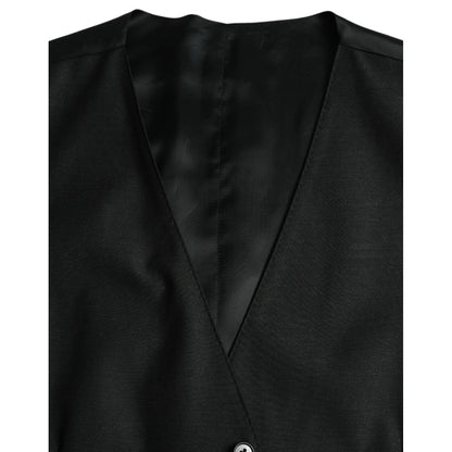 Dolce & Gabbana Black Wool Waistcoat Dress Formal Vest