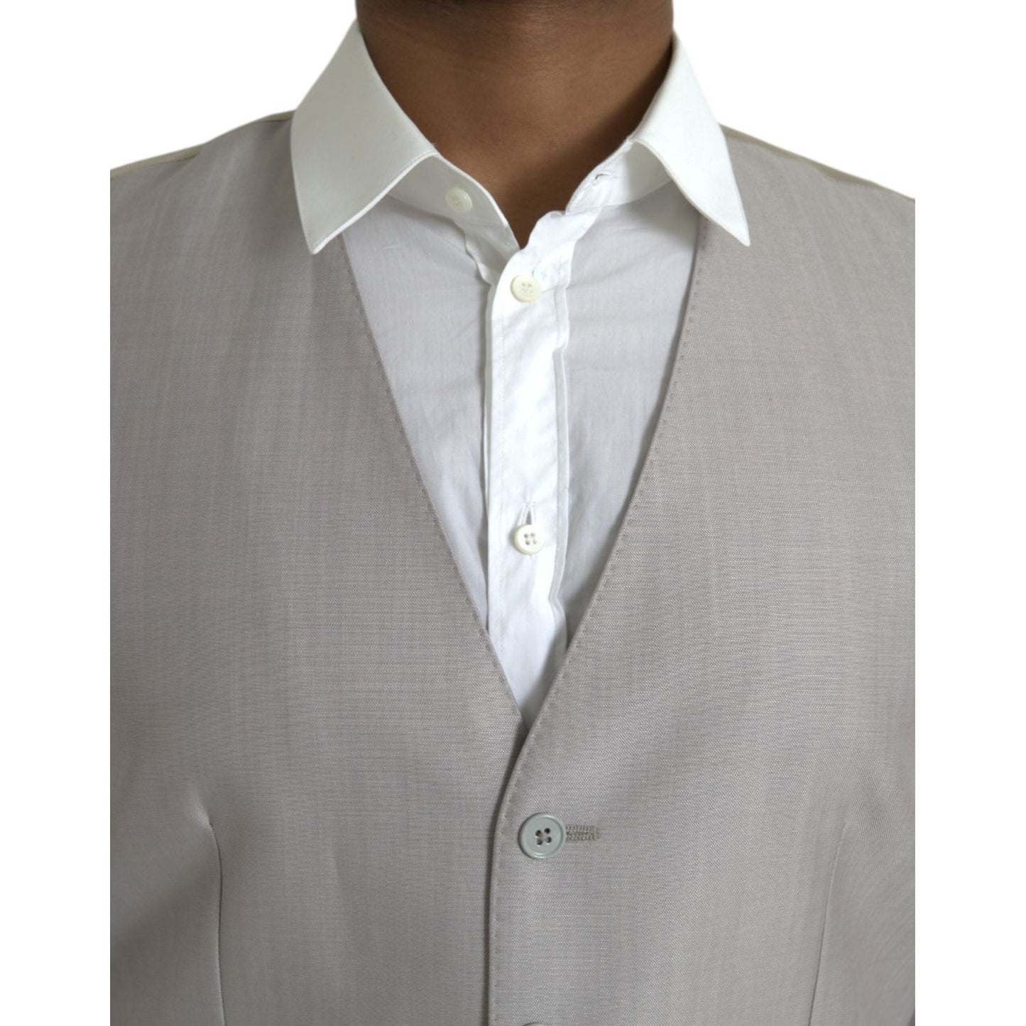 Dolce & Gabbana Light Gray Wool Formal Dress Waistcoat Vest