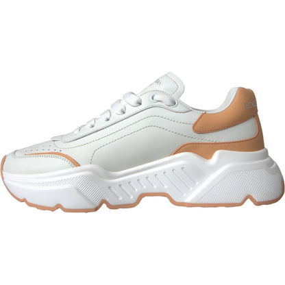 Dolce & Gabbana White Peach DAYMASTER Leather Sneakers Shoes