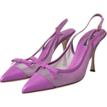 Dolce & Gabbana Purple Leather Mesh High Heels Slingback Shoes Dolce & Gabbana Rosy Brown