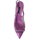 Dolce & Gabbana Purple Leather Mesh High Heels Slingback Shoes Dolce & Gabbana Dim Gray