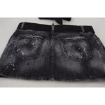 Dsquared² Black Distressed Mid Waist A-line Denim Mini Skirt Dsquared² Dark Slate Gray