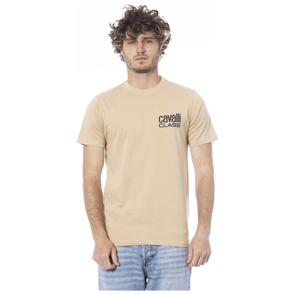 Cavalli Class Beige Cotton T-Shirt