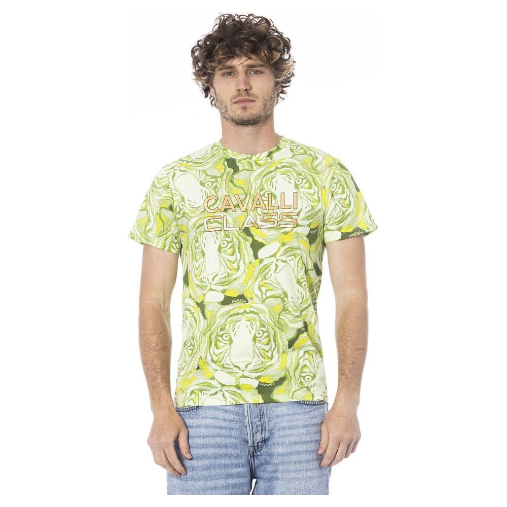 Cavalli Class Green Cotton Men T-Shirt
