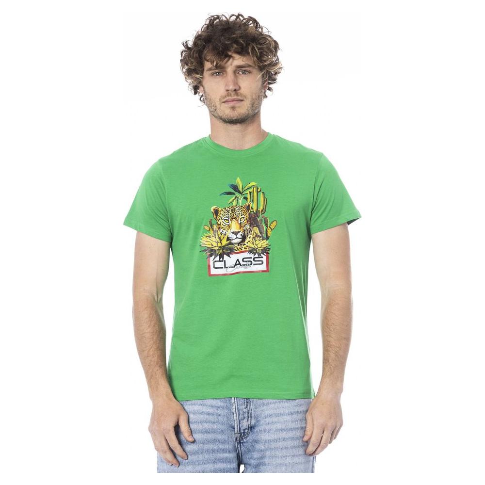 Cavalli Class Green Cotton T-Shirt