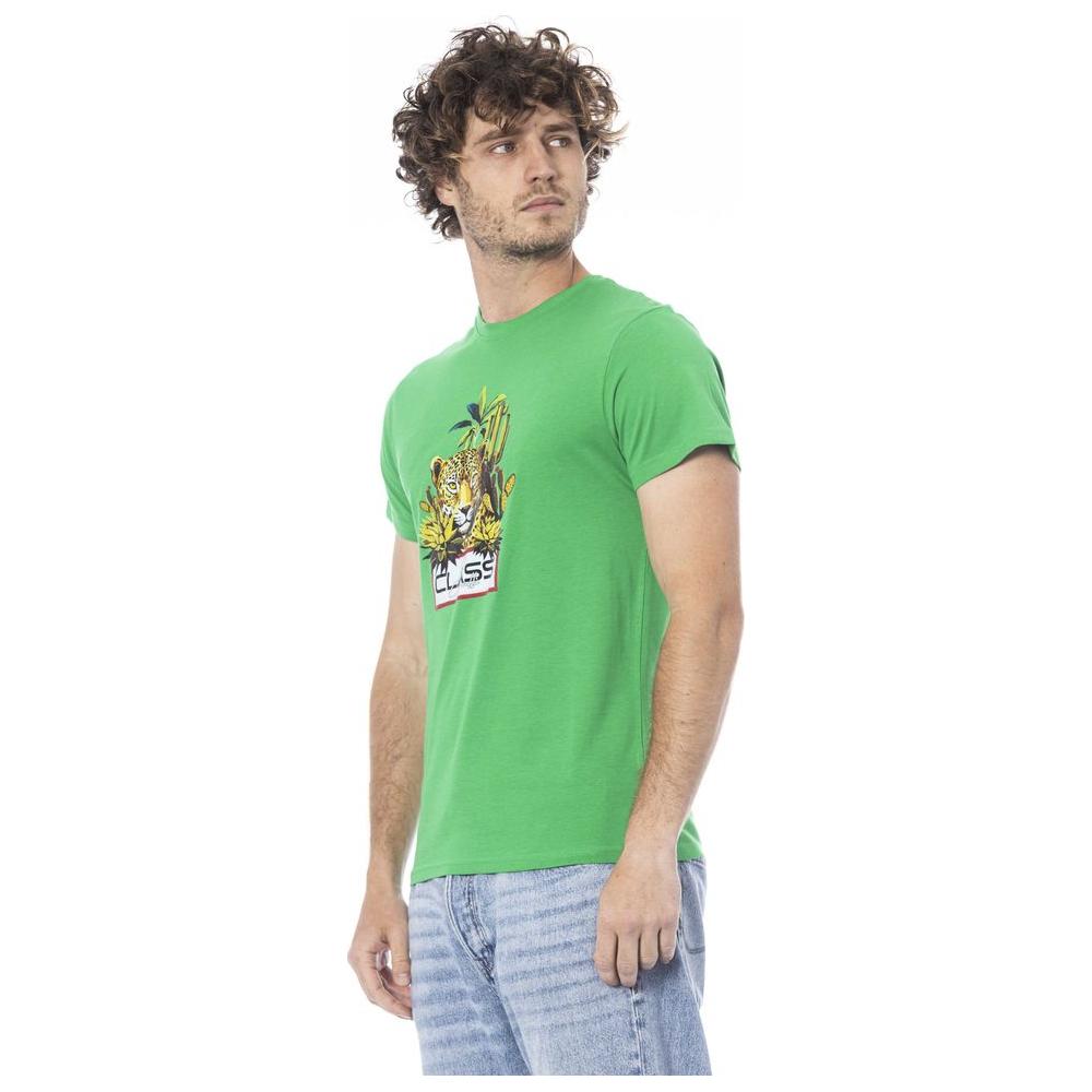 Cavalli Class Green Cotton Men T-Shirt
