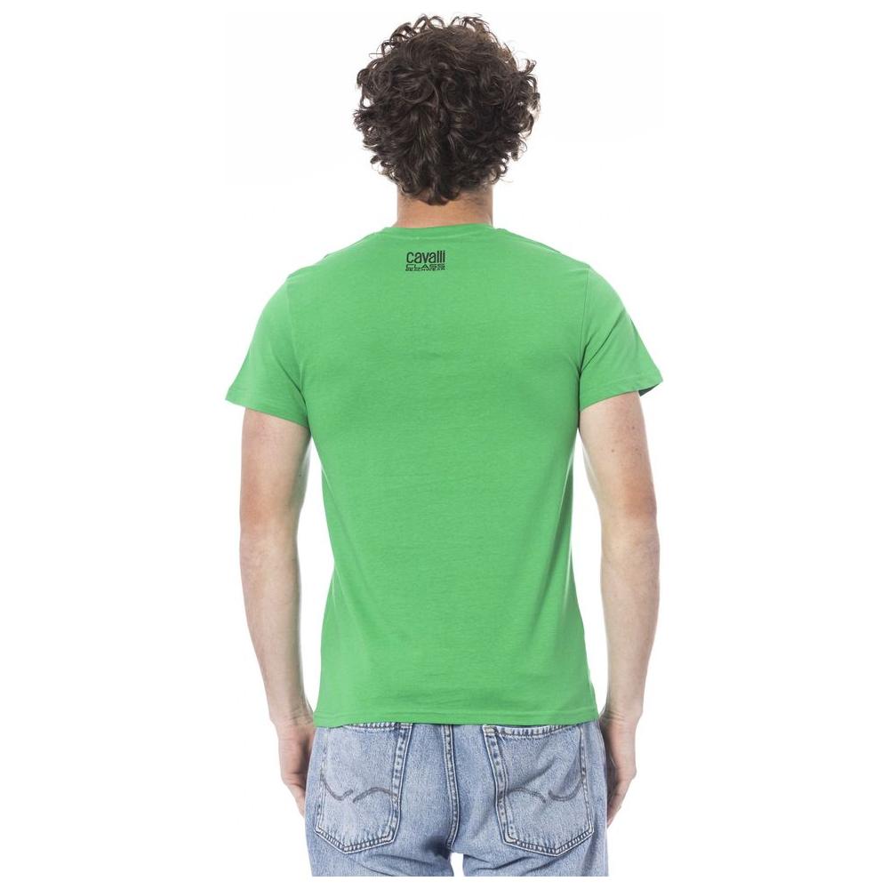 Cavalli Class Green Cotton T-Shirt