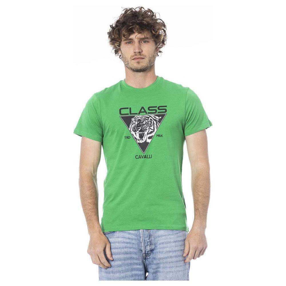 Cavalli Class Green Cotton T-Shirt