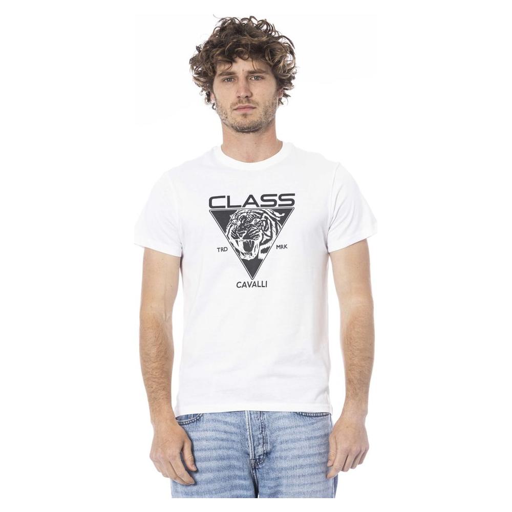 Cavalli Class White Cotton T-Shirt