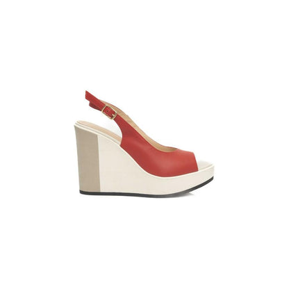Cerruti 1881 Red Calfskin Women Sandal