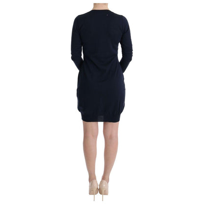 MARGHI LO' Blue Wool Long Sleeve Shift Dress