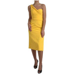 Dolce & Gabbana Yellow One Shoulder Side Slit Midi Dress Dolce & Gabbana Goldenrod
