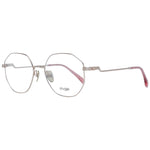 Maje Gold Women Glasses Frame in metal full-rim style, round shape, demo lenses, includes branded case.