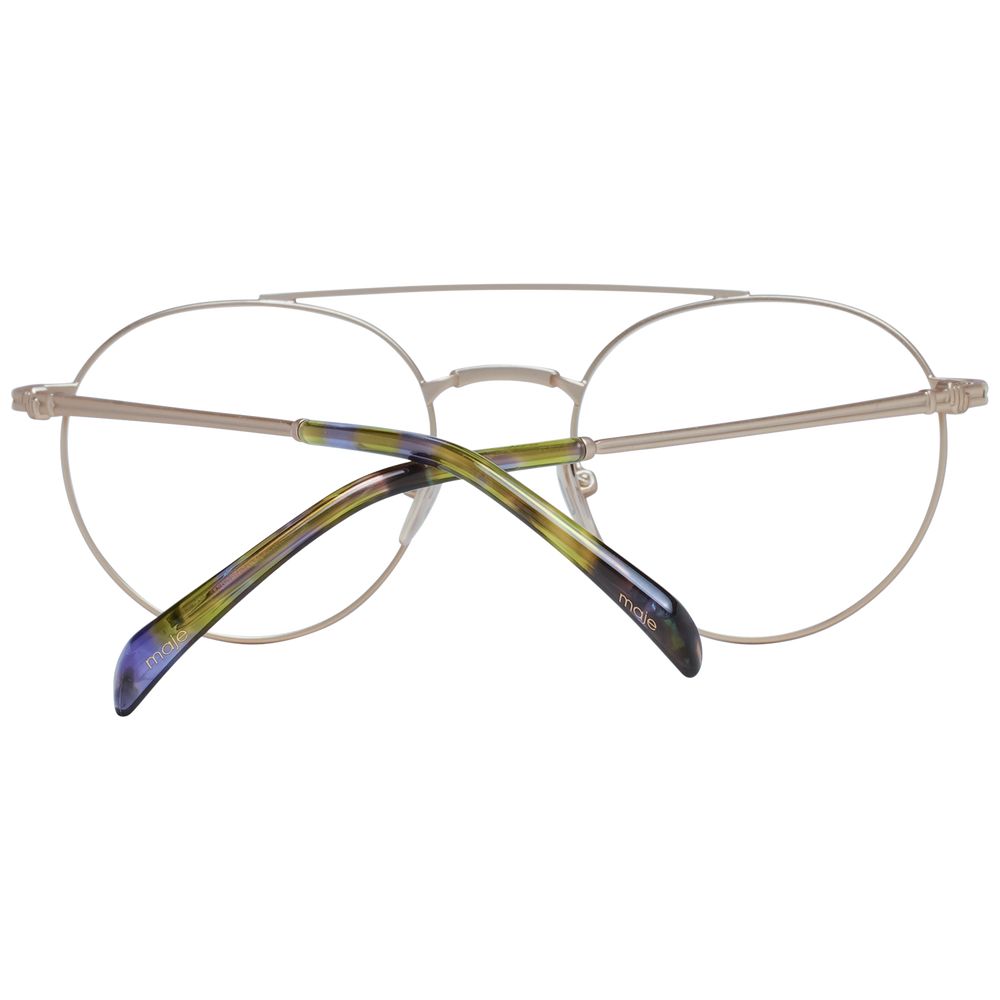Maje Gold Women Glasses Frame in aviator style with full-rim metal design, 50-19-140 size, demo lenses included.