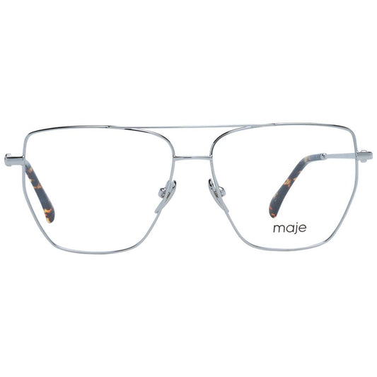 Maje Silver Women Glasses Frame, full-rim aviator style with metal frame and demo lenses, includes branded case.