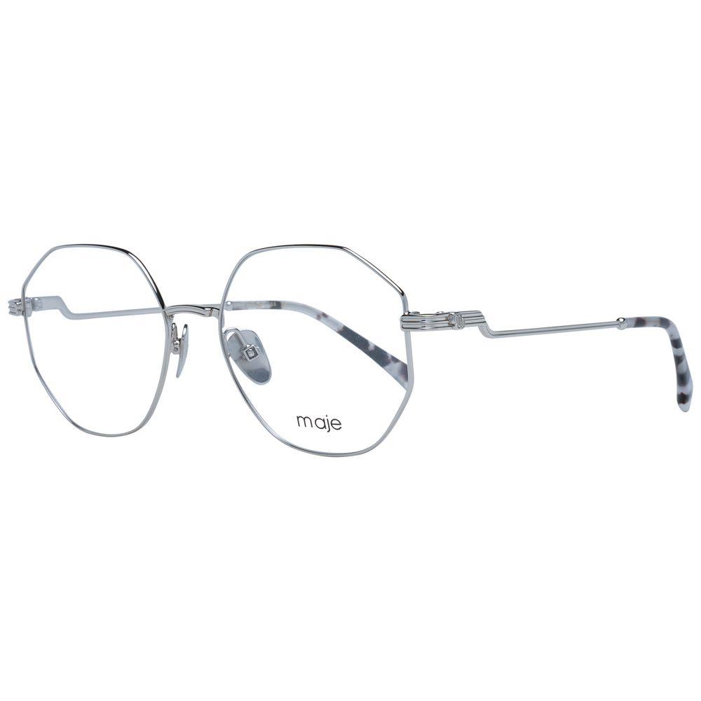 Maje Silver Women Glasses Frame - full-rim round metal with 52-17-140 size and branded case included, ideal for women.